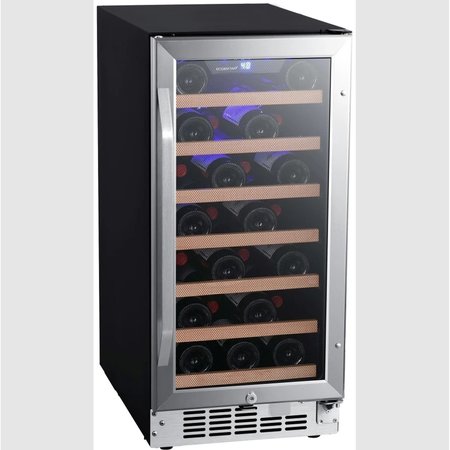 Edgestar 15 Inch Wide 30 Bottle BuiltIn Single Zone Wine Cooler with Reversible Door and LED Lighting CWR302SZ